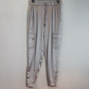 WHBM The Jogger Silver Satin  Pants Size 4